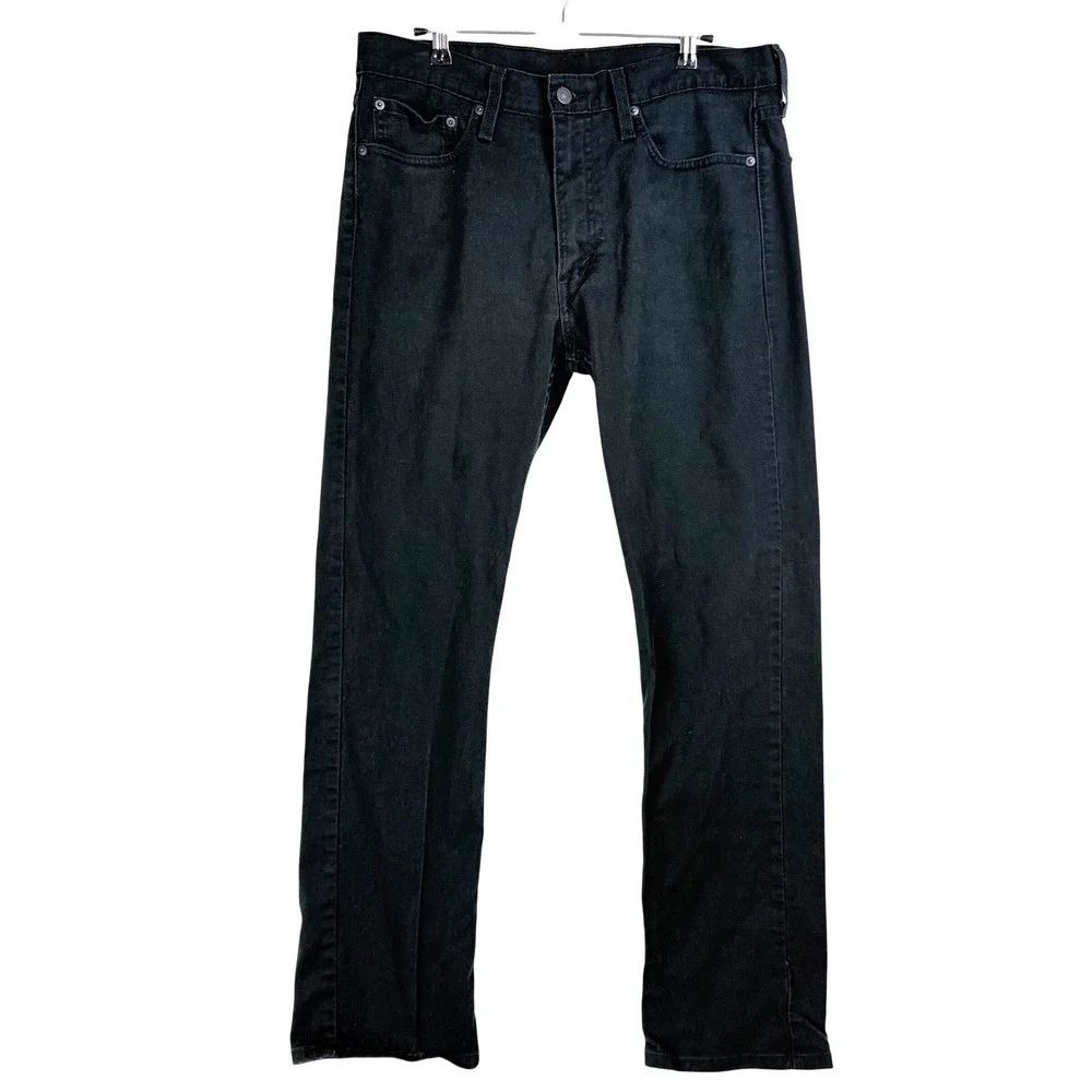 Levis 513 Slim Straight Jeans 34x32 Black Denim Gorpcore Minimalist Streetwear